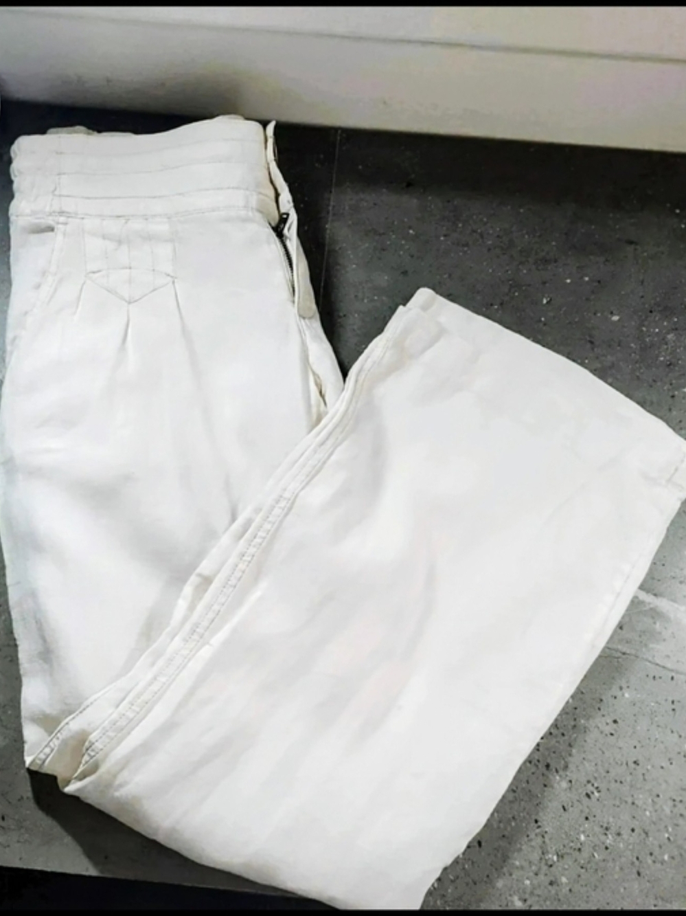 Athleta Cream Linen Trousers